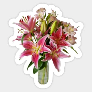 Pink Lily Flowers Bouquet Sticker